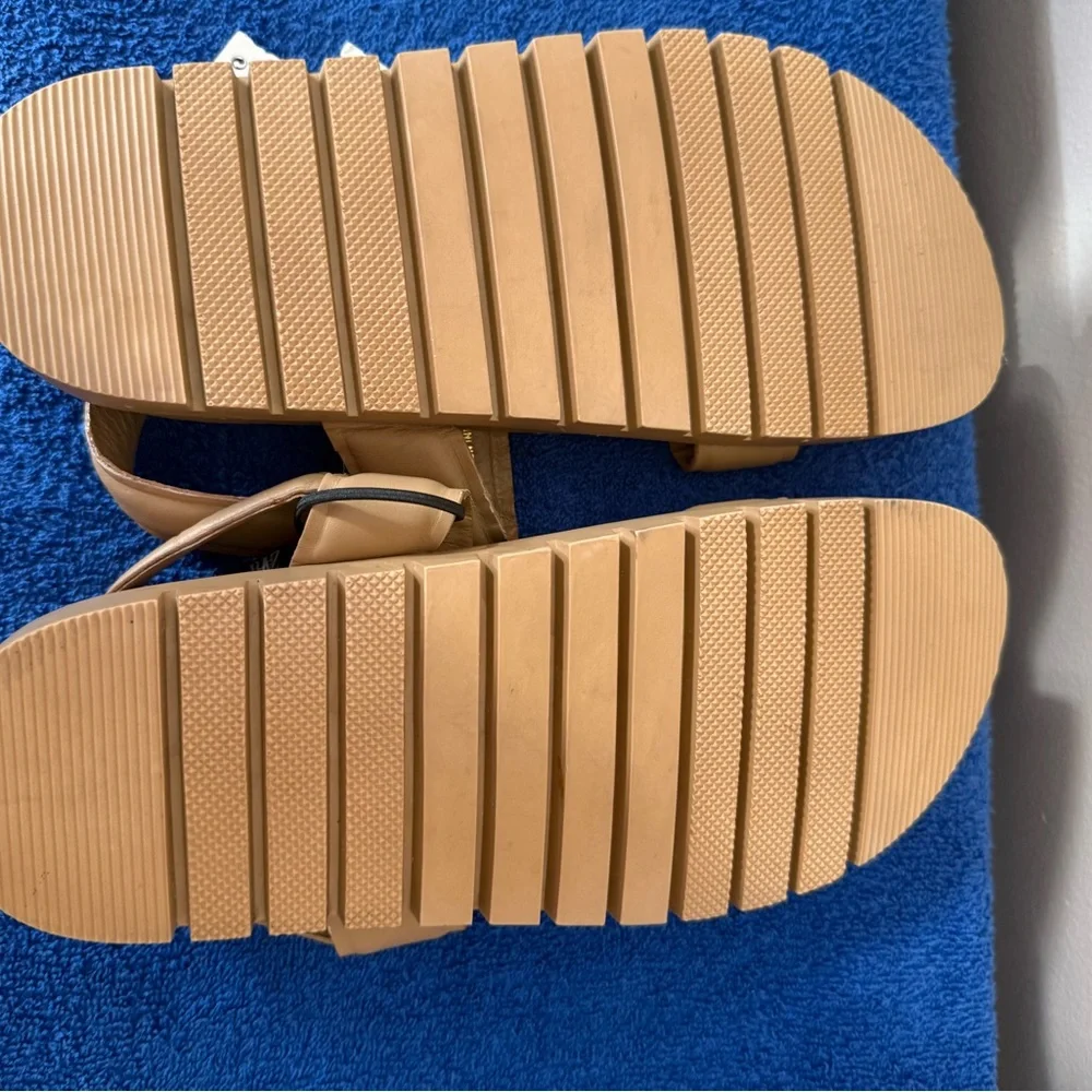 Zara Women's Tan Leather Sandals US 7.5, EU 38 New With Defects - Picture 5 of 8